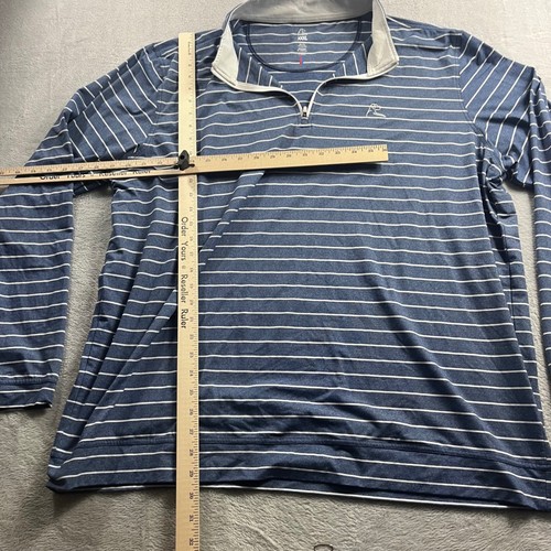 Rhoback Mens XXXL Blue White Striped Performance Quarter Zip Pullover 3XL - Afbeelding 5 van 7