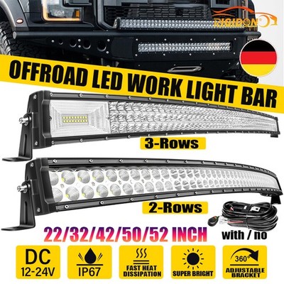 Gewölbt LED Lightbar 22-52 Zoll Offroad Auto Arbeitsscheinwerfer Lichtleiste KFZ