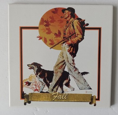Norman Rockwell Gres-Mailan Monococcion Ceramic 8'' Square Ceramic Tile ''Fall''