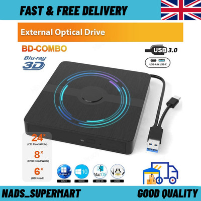 USB 3.0 External Blu-ray Drive Portable 3D BD-Combo Optical Drive CD DVD Player