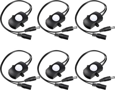 Hortsun 6 Pieces DC 5V-24V 5A PIR Motion Activated Sensor Light Switch black 