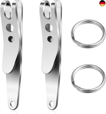 Pack of 2 Key Holders with Key Fob, Stainless Steel Pocket Clip, Outdoor Belt