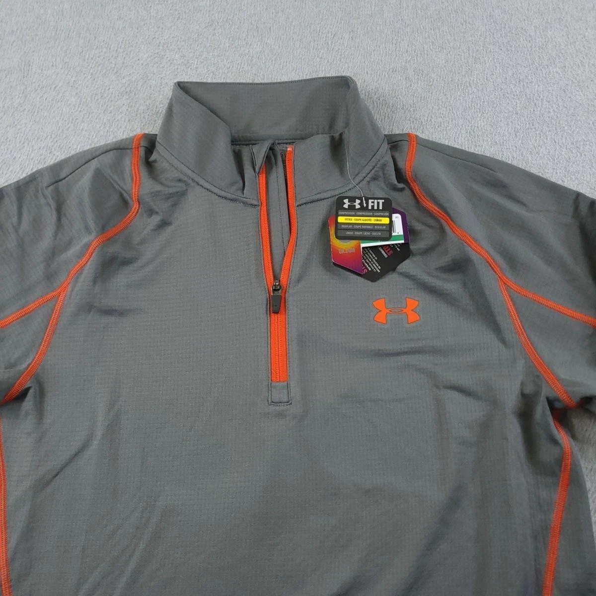 Under Armour Pullover Mens Large Gray 1/4 Zip ColdGear Infrared Fitted Thermal