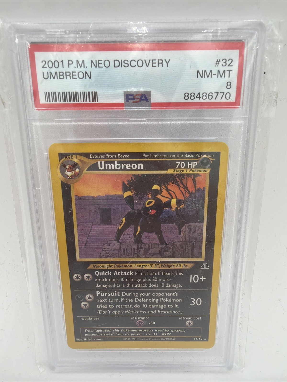 Umbreon PSA 8 Neo Discovery 2001 Pokemon Rare 32/75