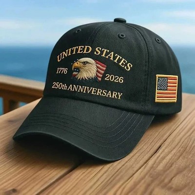 Patriotic USA 250th Anniversary 1776 2026 Eagle Adjustable Cap