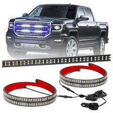  2PCS 30 inch Blue White Grill Emergency Lights Strip 360 LED Blue/White