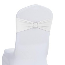 Joccun 60 PCS Spandex Chair Sashes Bows Stretch Chair Cover Band Buckle Slipcove