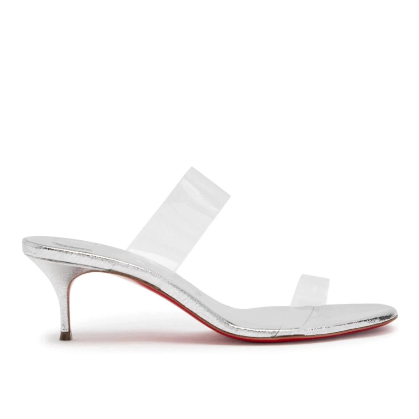Christian Louboutin — Christian Louboutin Just Nothing Heeled Mules Silver Leather EU 39 UK 6 US 9 NEW