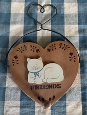 Vintage Hearts Friends Cat Peg Sign Cottageco...