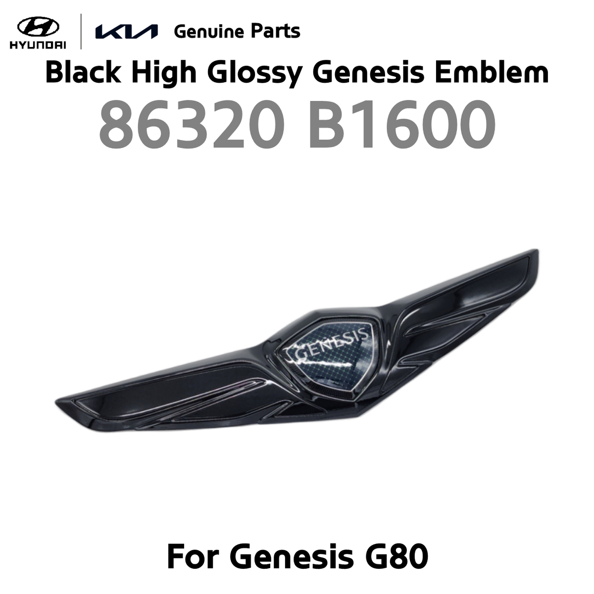 OEM Genuine Front Rear High Glossy Black Emblem for Genesis G80