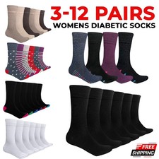 3-12 Pairs Womens Non Elastic Diabetic Socks Cotton Soft Loose Top Socks UK 4-7