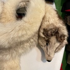 Vintage Real Fox Fur Stole 72 Head Tail Satin Lined Old Hollywood Wrap