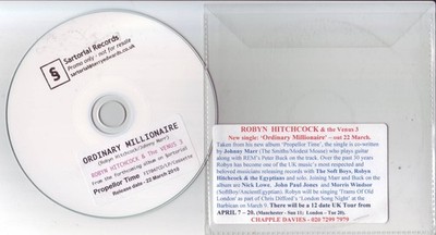 Hitchcock, Robyn: ordinary millionaire Johnny Marr/the SMITHS co-PROMO CD Single