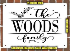 Woods Family Decorative Metal Door or Wall Plaque (Style 2)