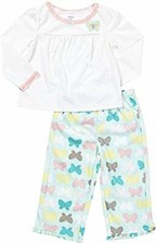 Carter's Girl's Pink Dots Knit, Lace Butterfly Pajama Set, Size 3T