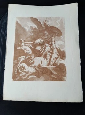 Ancienne gravure mythologie sur papier Symbole Amérique - Photo 1/4