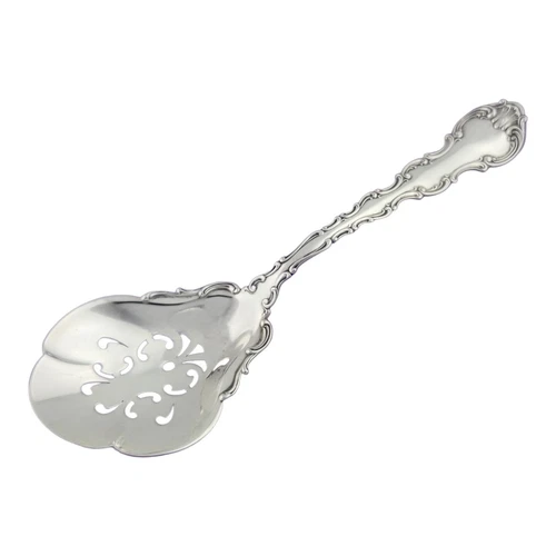 Rare Sterling GORHAM 8 3/4" Ice Serving Spoon STRASBOURG 1897 scroll bowl NoMono