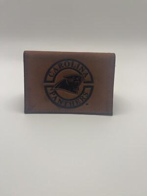 Carolina Panthers NFL Team Stamped Brown Leather Tri-Fold Men's Wallet