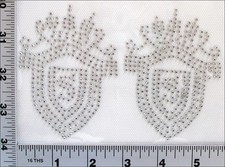 12 Pcs Clear Rhinestone Iron On Hot Fix Motif Shield Badge 7x9.5cm IR221