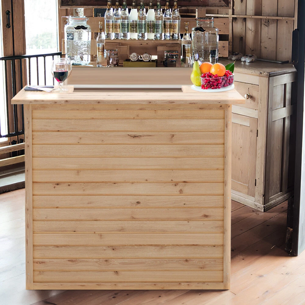 Rustic Pine Wooden Garden Cocktail Bar Home Bar Table Pub Counter