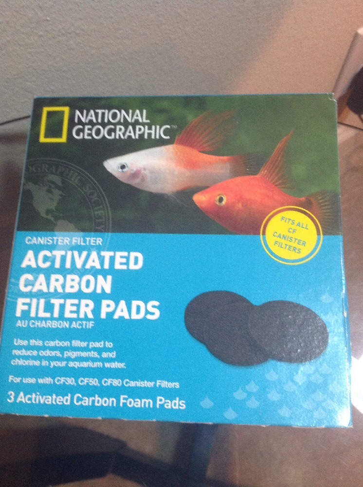 National Geographic Canister Filter 3 Activated Carbon Foam Pads NEW