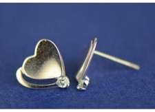 14K White or Yellow Gold Heart Shape CZ Stud Earrings