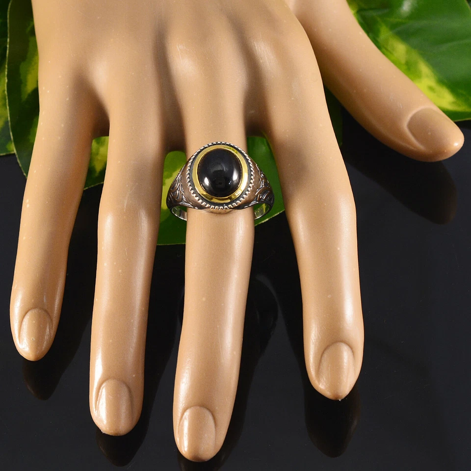 Mystischer Mitternachts-Himmlischer Ring aus Sterlingsilber mit schwarzem Onyx - Bild 3 von 4