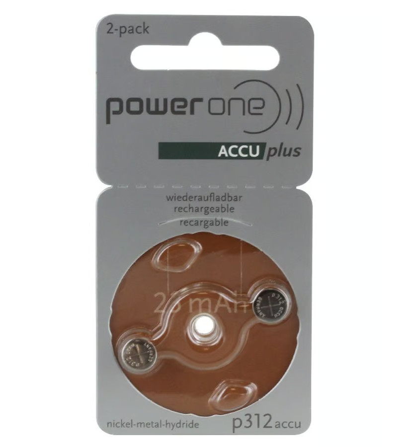 Power One ACCU Plus Size 312 Hearing Aid Battery (Pack of 2)