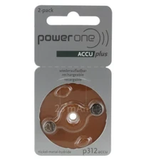 Power One ACCU Plus Size 312 Hearing Aid Battery (Pack of 2)