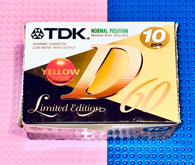 TDK  D LIMITED EDITION YELLOW  TYPE I   BOX OF 10  TAPES (SEALED)