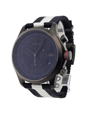 Gucci G-Timeless Chronograph Black Dial Nylon Strap Men's Watch - YA126244A