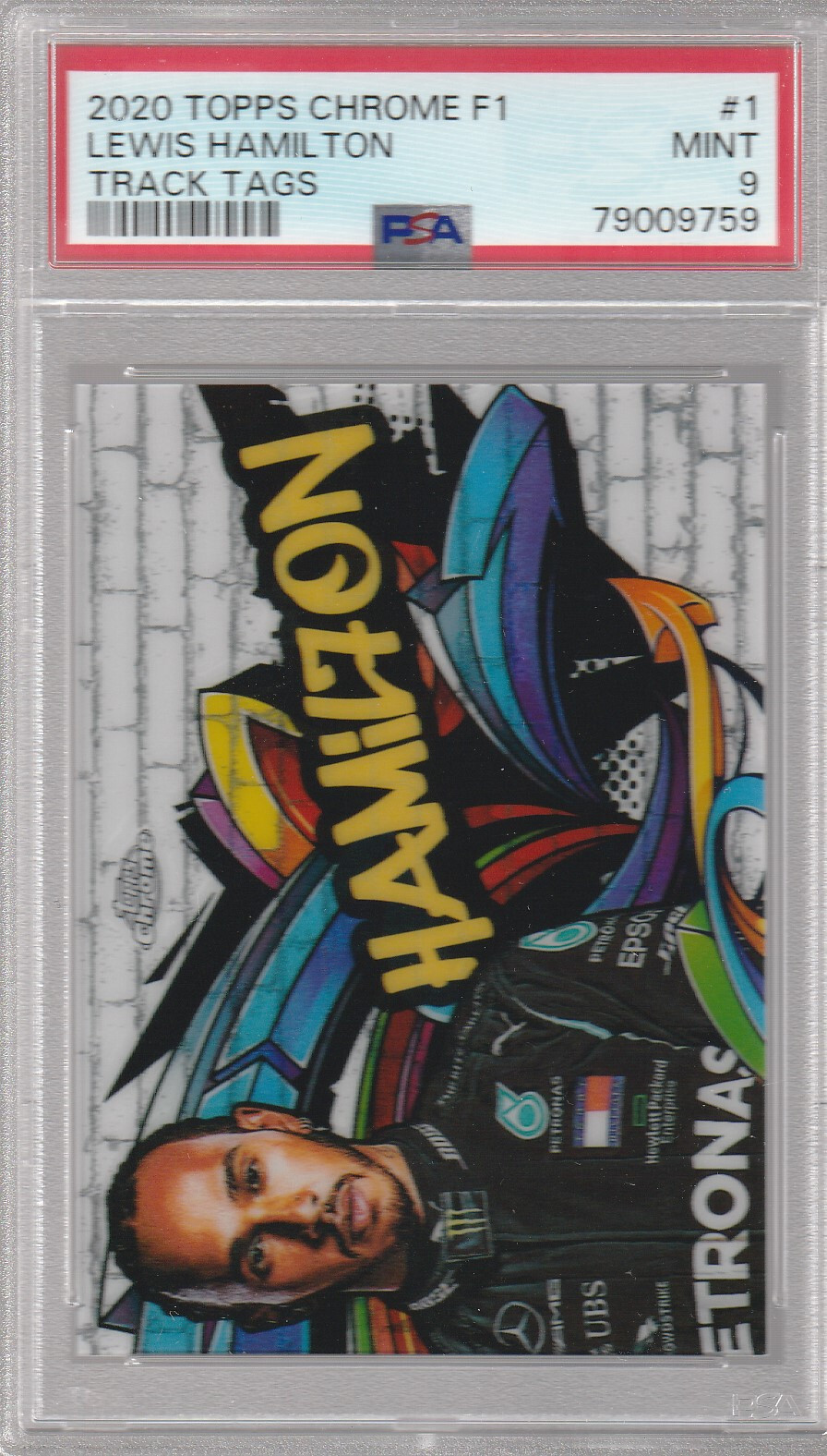 2020 Topps Chrome F1 #1 Lewis Hamilton Track Tags PSA 9