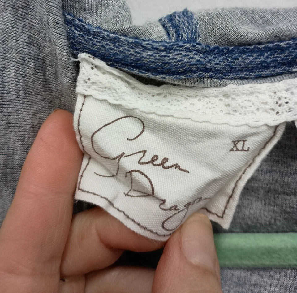 Green Drageon Womens Hooded Tunic Top XL Blue Heather Cowl Neck 3/4 Sleeve - Imagem 4 de 4