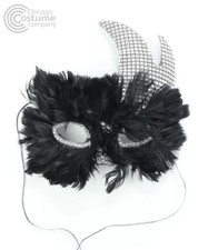 Black Feather Rhinestone Mask
