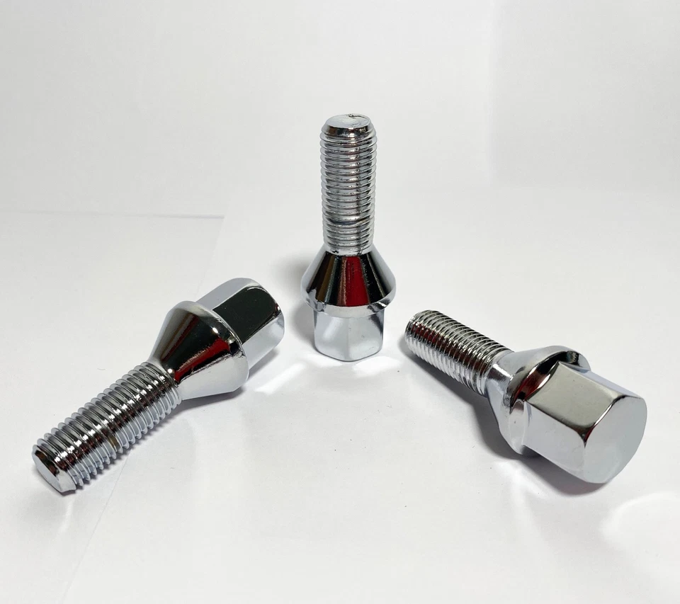 Pernos cónicos de asiento vástago de 1,1" 28 mm 14x1,25 cromados 20 piezas para rueda de stock BMW Foto 3 de 4
