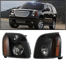 For 2007-2014 GMC Yukon XL 1500 2500 Denali Hybrid Headlights Black 2PCS