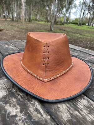 BUCKAROO Hat, COWBOY Hat, Cowhide Leather Hat, Western Hat, Vintage Style