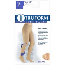 SM Truform Medical Wear Pantyhose Unisex 20-30 mmHg EXTRA-TALL 5'8" Beige-3 Pack