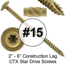 #15 Construction Lag Screw Exterior Coated Torx/Star Drive Structural Screw 