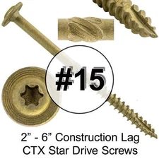 #15 Construction Lag Screw Exterior Coated Torx/Star Drive Structural Screw 
