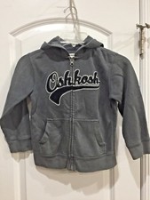 Oshkosh Kids Boys Size 5 Zip up Gray Hooded Sweatshirt