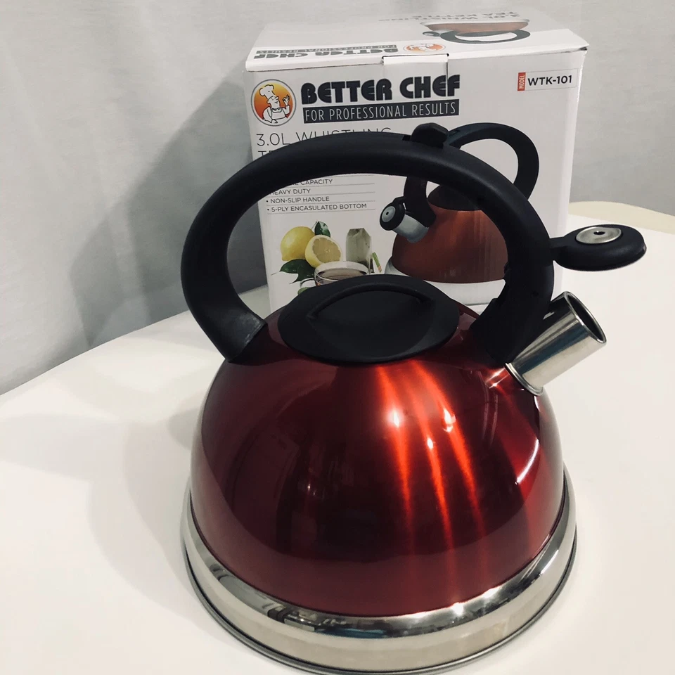 Nuevo hervidor de té Red Better Chef de 3 litros silbido Foto 4 de 4