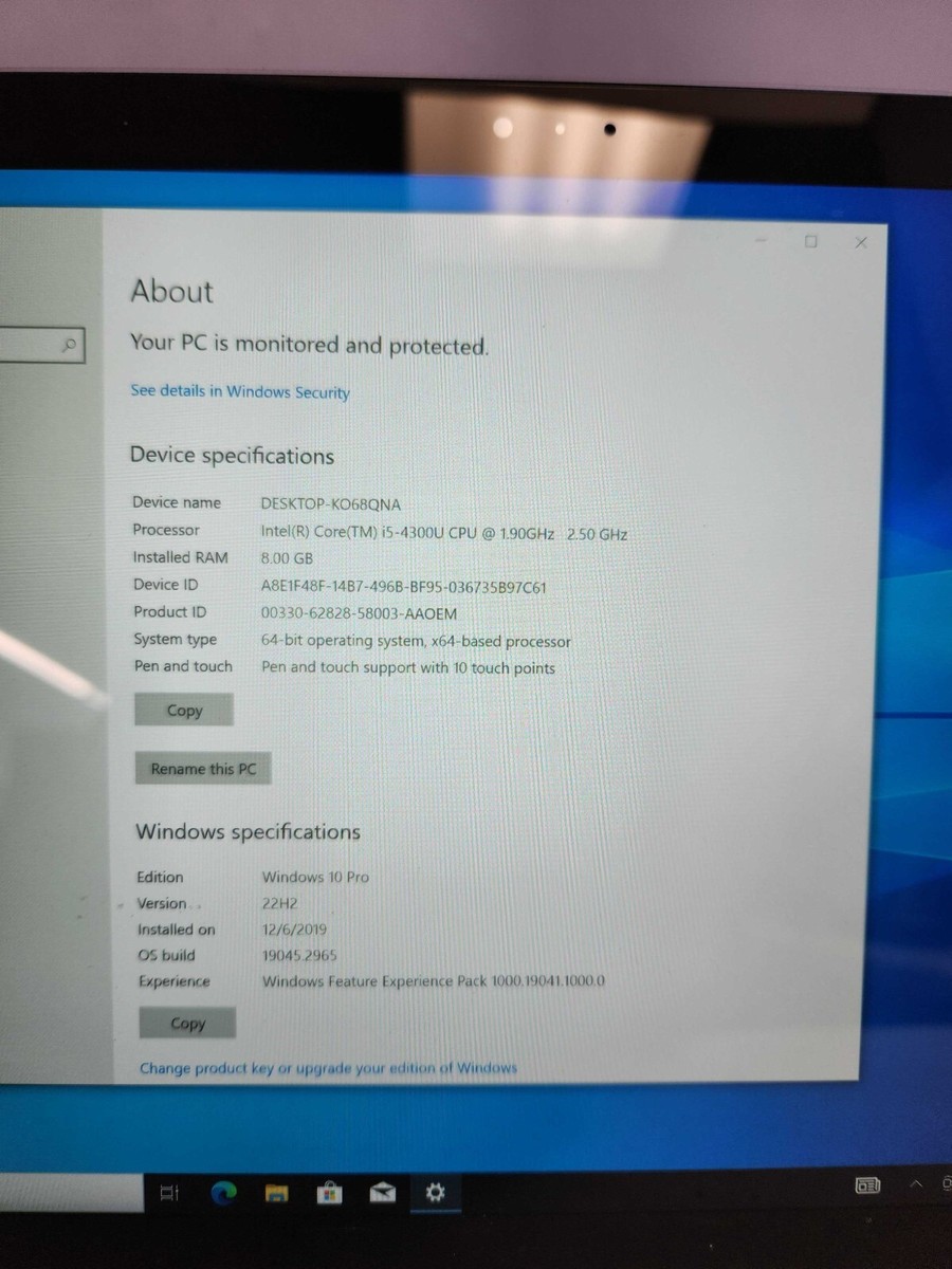 MICROSOFT SURFACE PRO 3 1631 I5-4300U @ 1.90GHz 4GB RAM