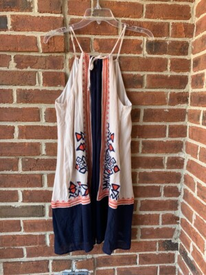 thml embroidered shift dress THML Boho Beauty Sleeveless Stripe Embroidered Shift Dress main image 1