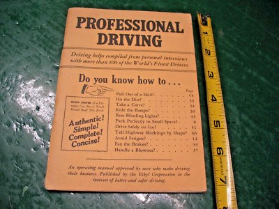 ETHYL ANTINOCK  COMPOUND  SPONSERED PROFESSIONAL DRIVING BOOK 1946