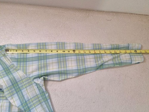William Murray Shirt Mens Medium Green Plaid Long Sleeve Vented Golf Performance - Picture 12 of 13