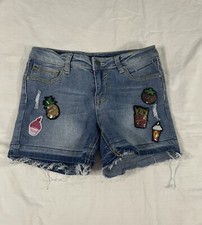 Vigoss Girl Blue Sequin Patches Denim Shorts Size 16