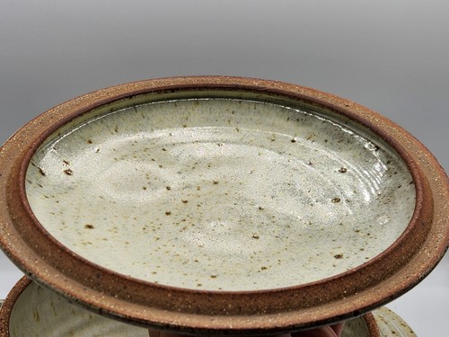 Signed Stoneware Steam Pot Handmade Speckled Clay Pottery Handles Lid - Picture 15 of 17