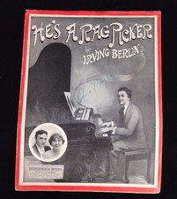 1914 He's A Rag Picker By Irving Berlin Vintage Ragtime Sheet Music Large Format