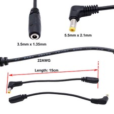 5x DC Power 3.5x1.35mm Female To 5.5x2.1mm Male Right Angle Connector Cord Cable